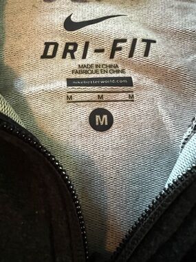 Nike Dri-FIT Zip Hoodie - Black with Light Gray Interior